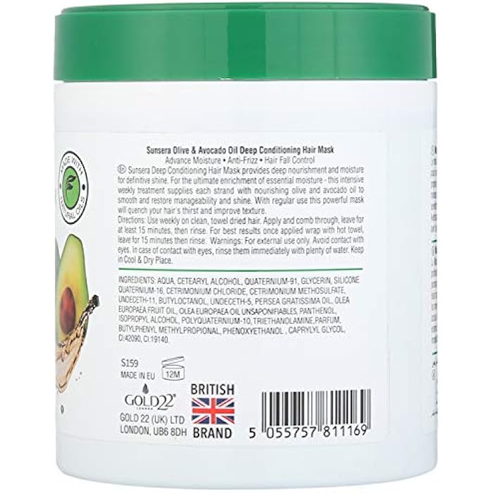 Sunsera Deep Conditioning Hair Mask with Olive and Avocado Oil for Dry and Dull Hair - 500 ml - Image 3
